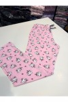 Viskon Pembe Desenli Kadın Pijama Altı - Katlı Üst Genel Görünüm | Linay Butik Kadın Ev Giyimi